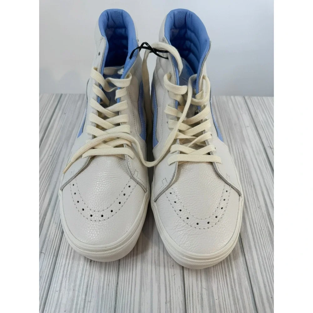 Vans Sk8 Hi Vintage Leather Blanc De VN000BW7BDU High Top Sneakers Men 11.5 Blue